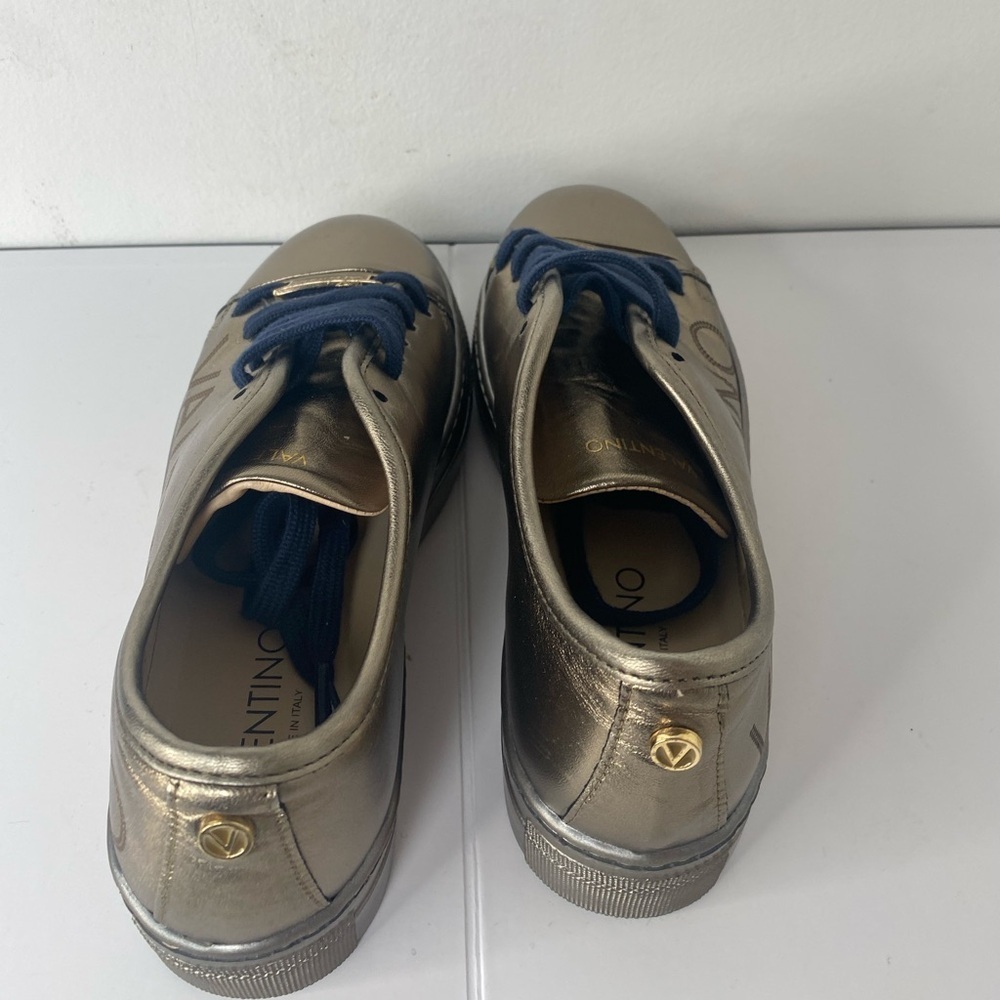 Valentino Womens Bronze Sneakers with Blue Laces - Picture 7 of 8